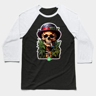 Skull smoking weed Baseball T-Shirt